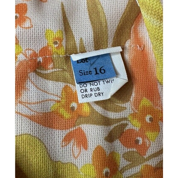 Vintage 70s 2 Piece Maxi Dress and Jacket Womens Mod Floral Tropical Stretch 16 - Picture 15 of 16
